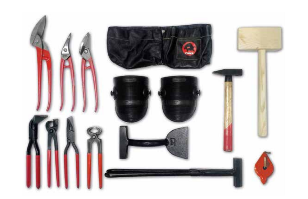 Vyobrazení potřebného nářadí pro pokládku maloformátových produktů PREFA