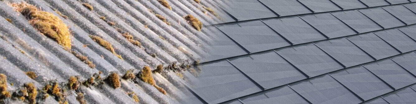 Sanace střechy PREFA střešními panely FX.12 v barvě antracitová P.10