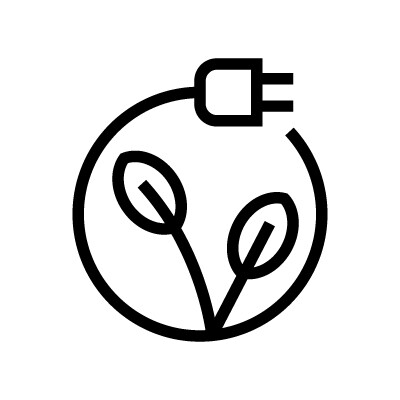 Kresba rostliny s elektrickou zástrčkou pro vyobrazení udržitelnosti