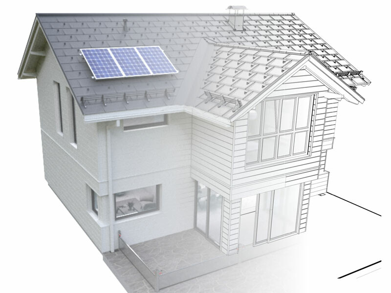 Model domu zobrazený na základě  3D a BIM dat a textury 