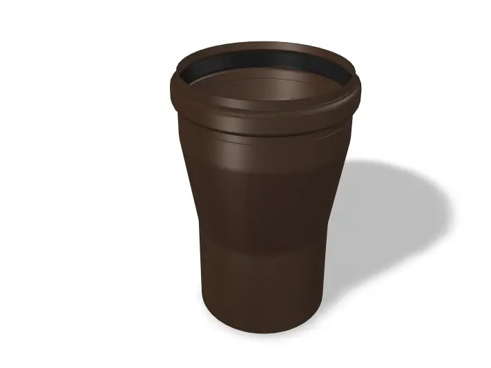 PREFA přechodka svodu, dostupná ve velikostech Ø 110/100 mm a Ø 125/120 mm, umožňuje plynulý přechod mezi trubkami různých velikostí v systémech odvodnění střechy a fasádních systémech.