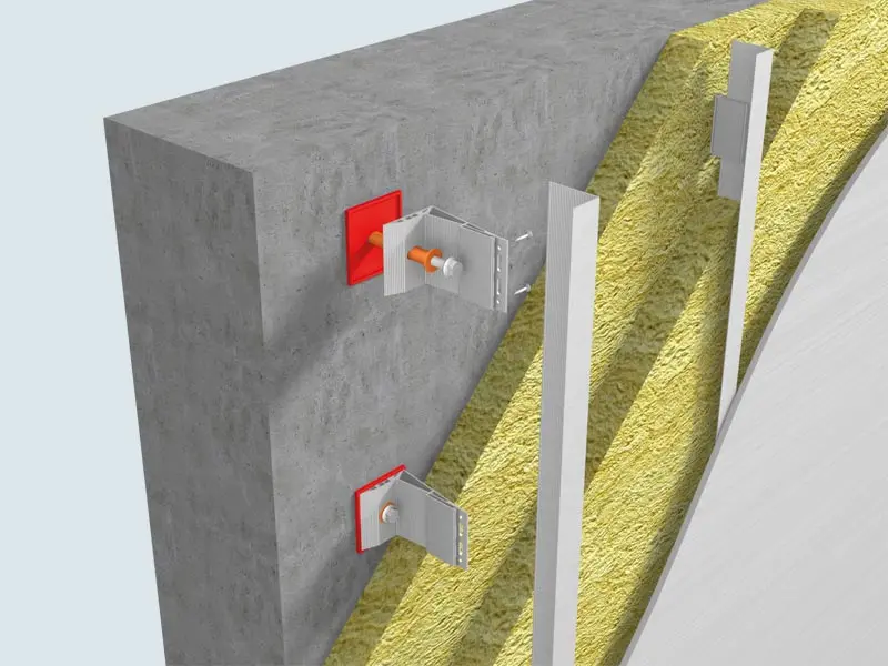 Aufbau einer hinterlüfteten Fassade mit Metall-Unterkonstruktion