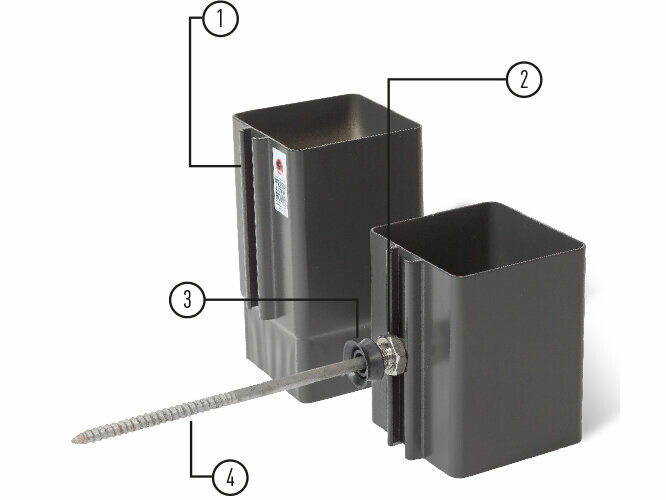 Na obrázku je hranatý svod PREFA, skryté kotvení