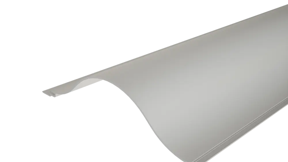 Profil PREFA Welle 44/200 s charakteristickým vlnitým povrchem použitý na fasádě / balkonovém obkladu.