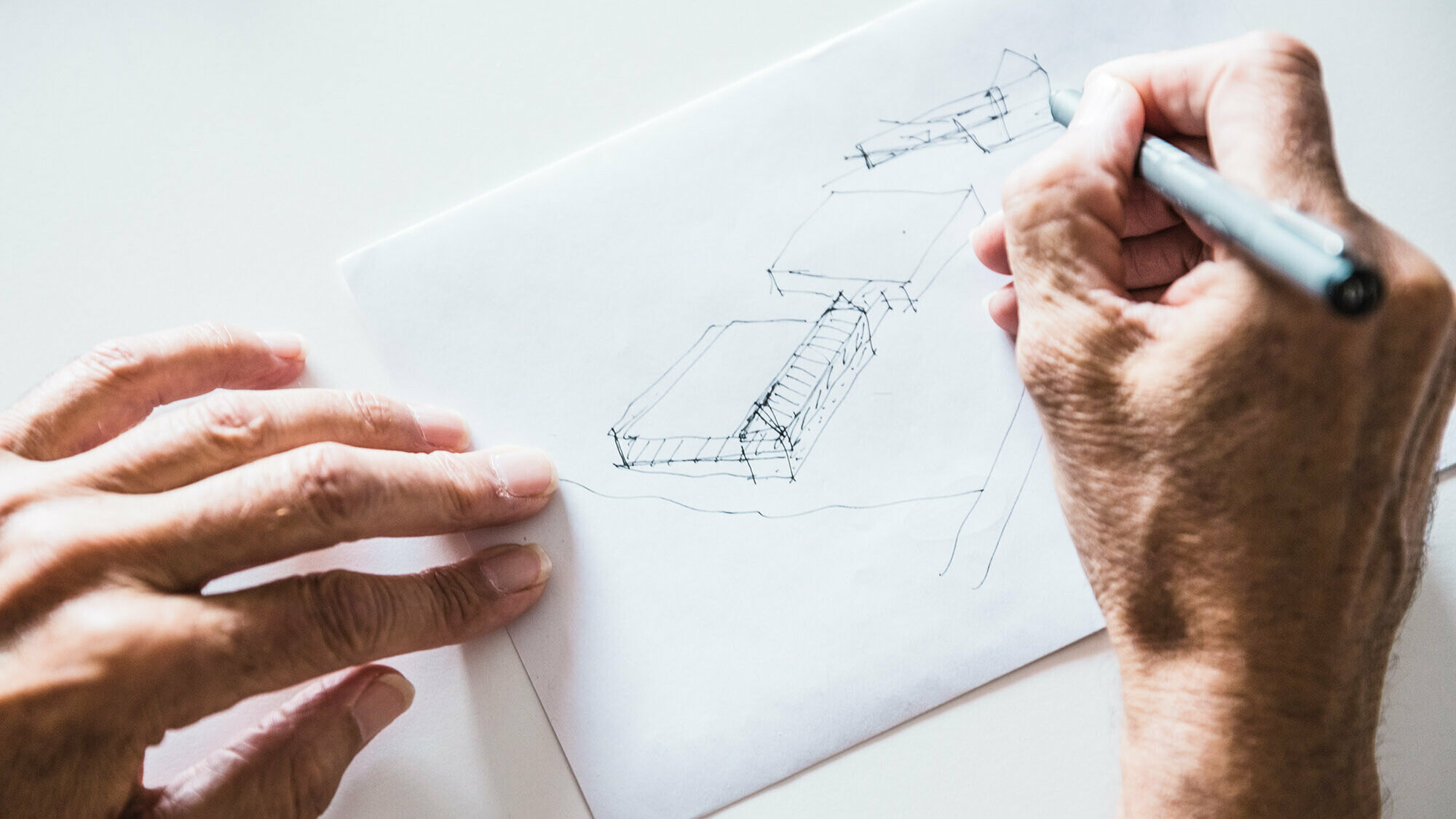 Skica nakreslená architektem školního centra v obci Otterswiller.